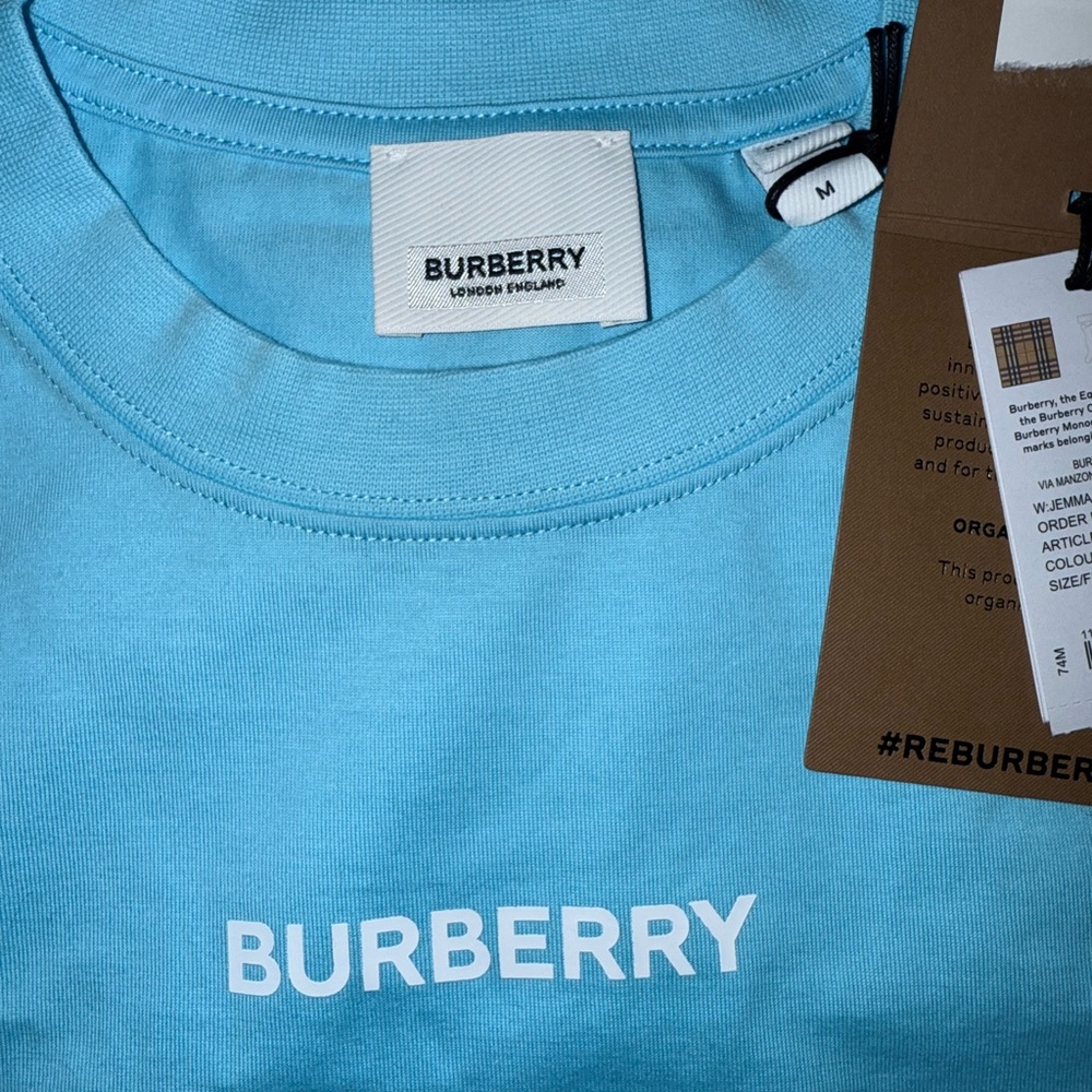 Burberry Light Blue Tee with White Logo